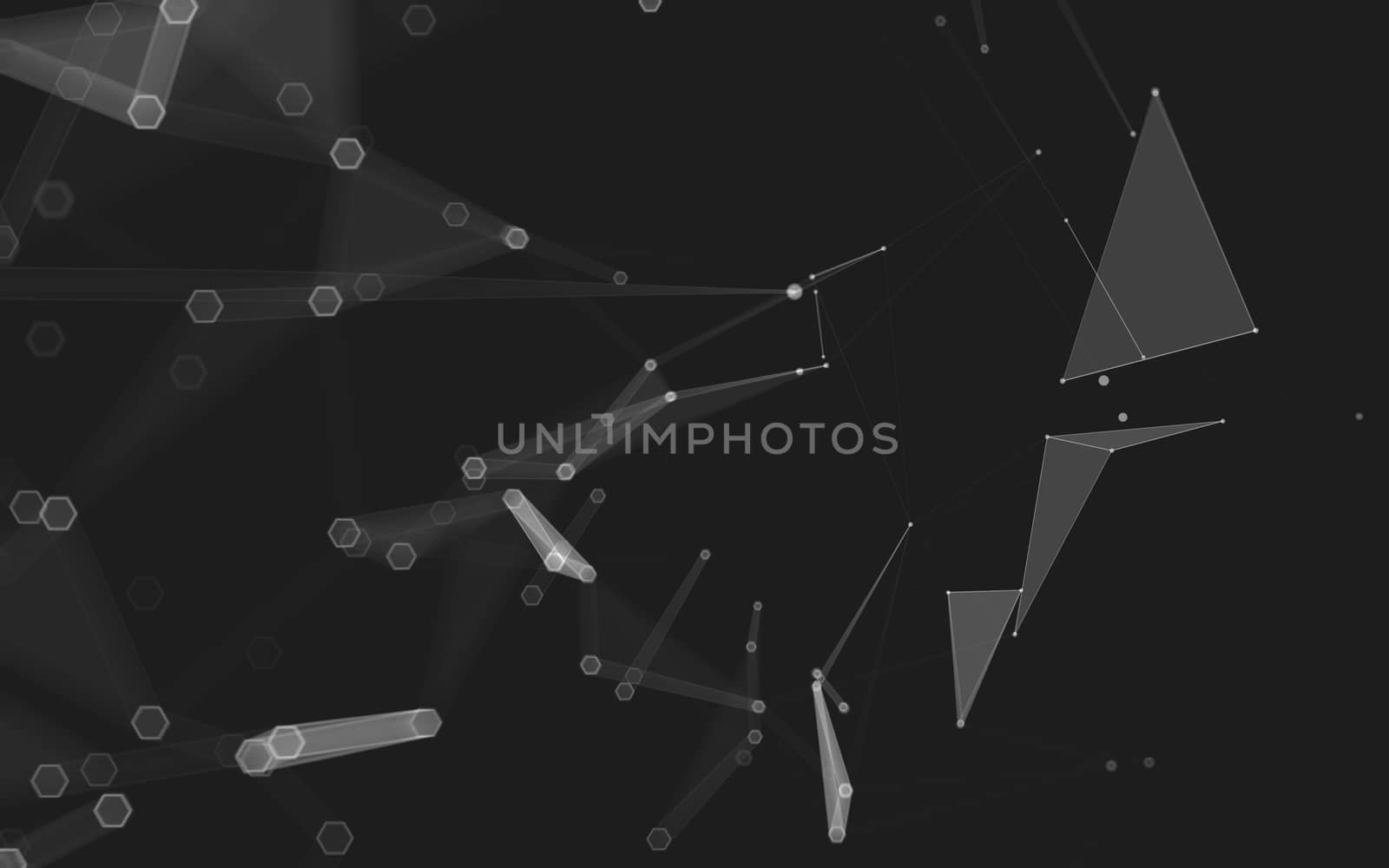 Abstract polygonal space low poly dark background with connecting dots and lines. Connection structure. 3d rendering