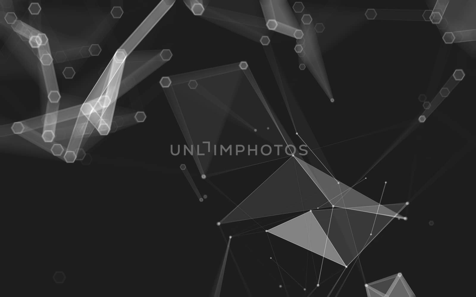 Abstract polygonal space low poly dark background with connecting dots and lines. Connection structure. 3d rendering