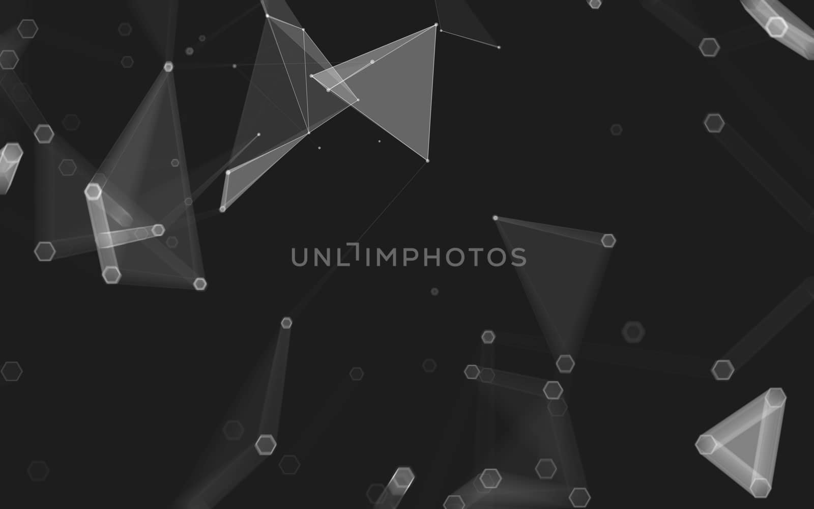 Abstract polygonal space low poly dark background with connecting dots and lines. Connection structure. 3d rendering