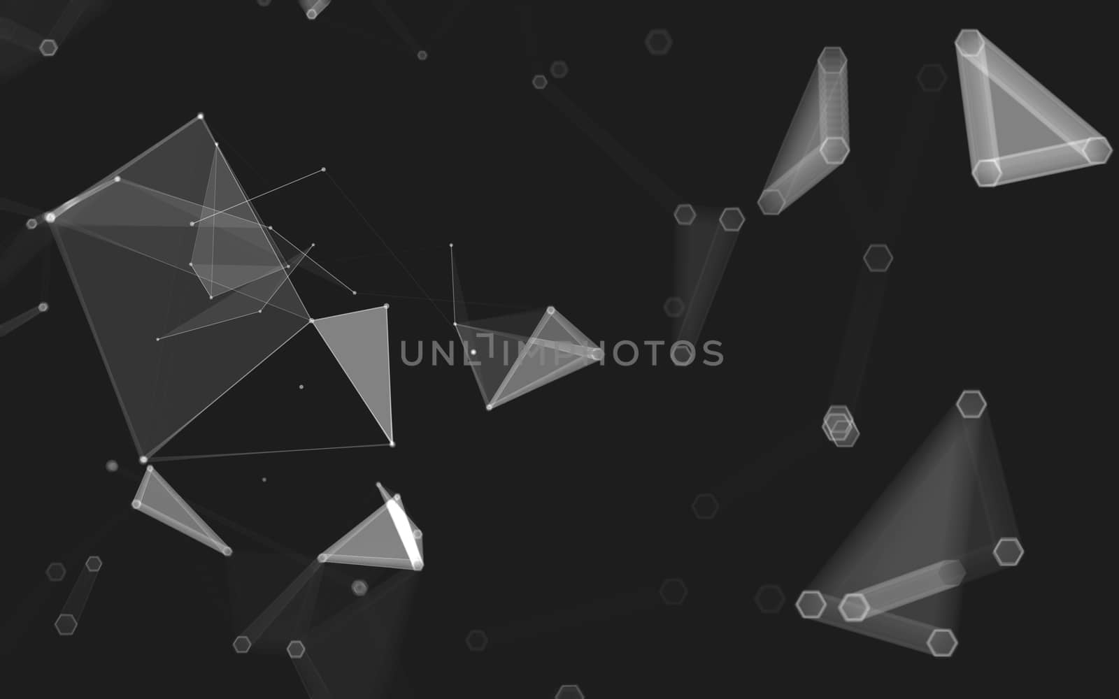 Abstract polygonal space low poly dark background with connecting dots and lines. Connection structure. 3d rendering