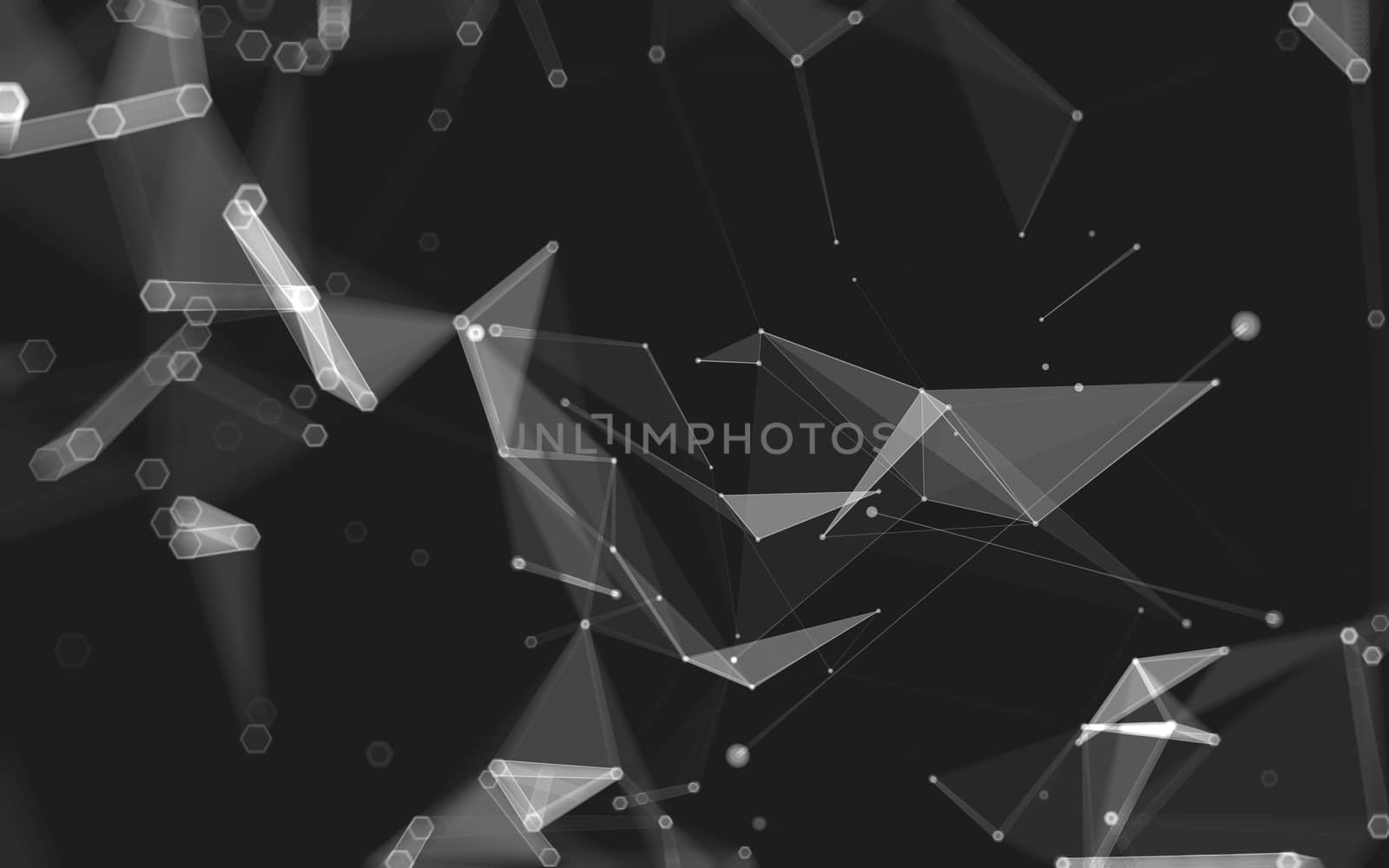 Abstract polygonal space low poly dark background with connecting dots and lines. Connection structure. 3d rendering