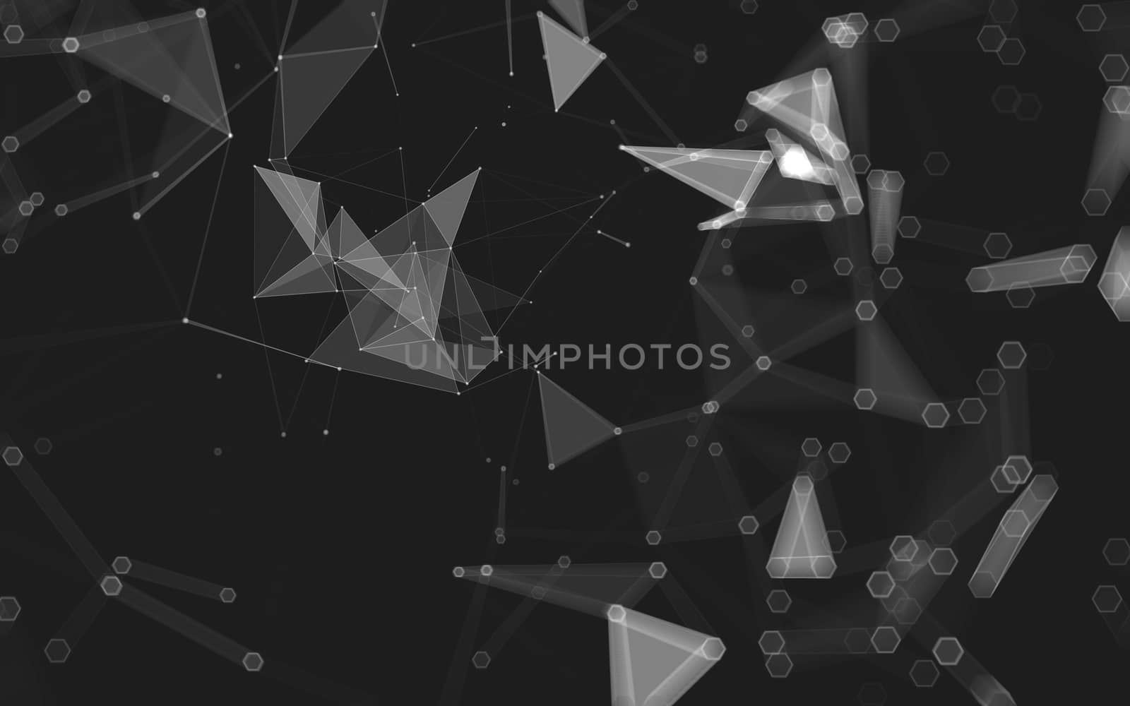 Abstract polygonal space low poly dark background with connecting dots and lines. Connection structure. 3d rendering