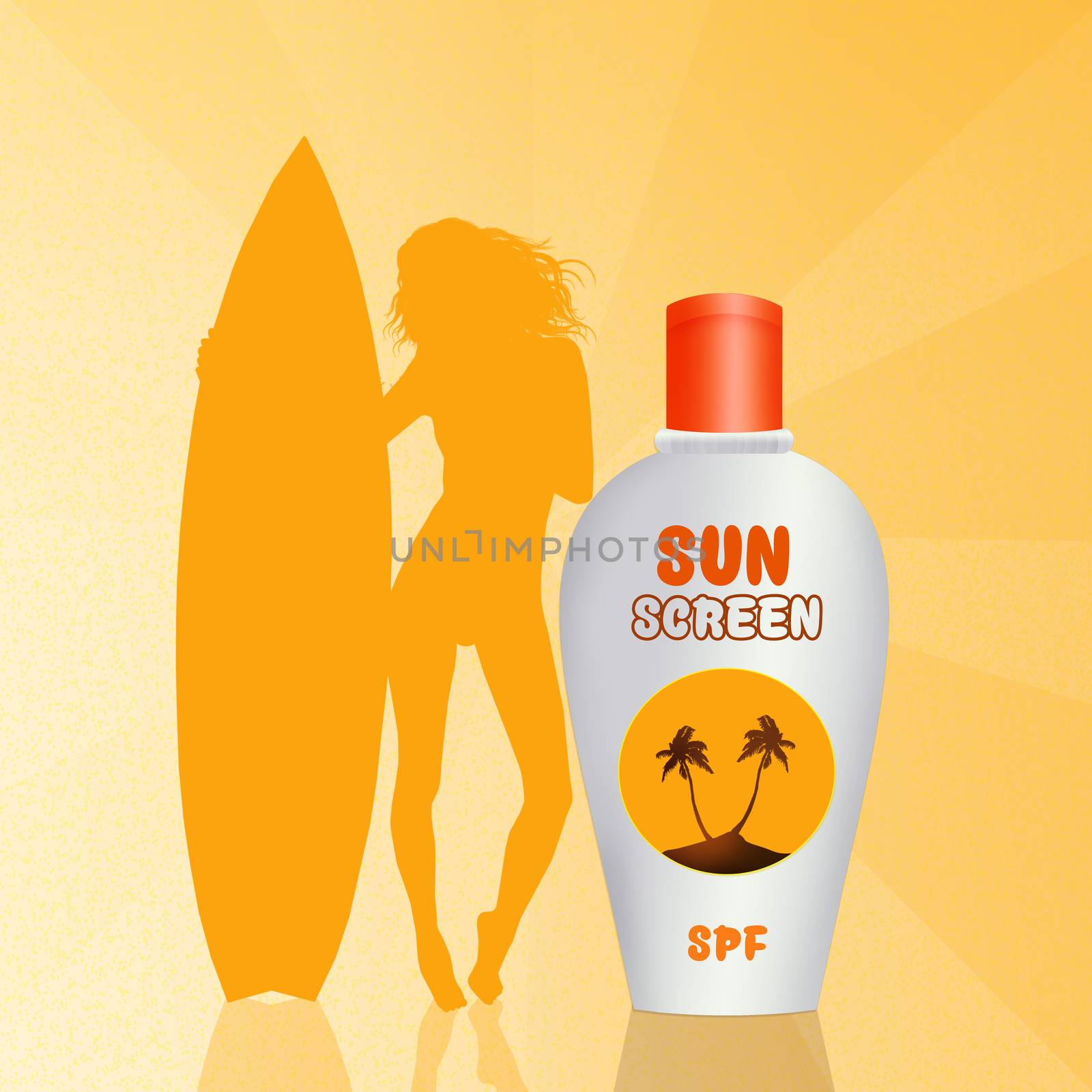 illustration of sunscreen in summer