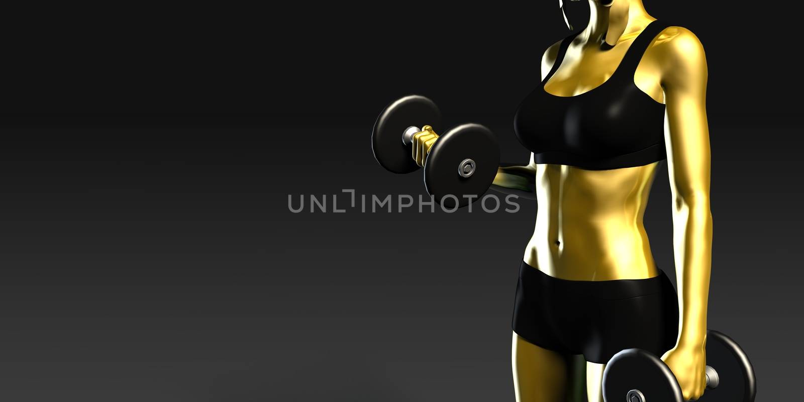 Girl Working Out with Weights Banner Concept