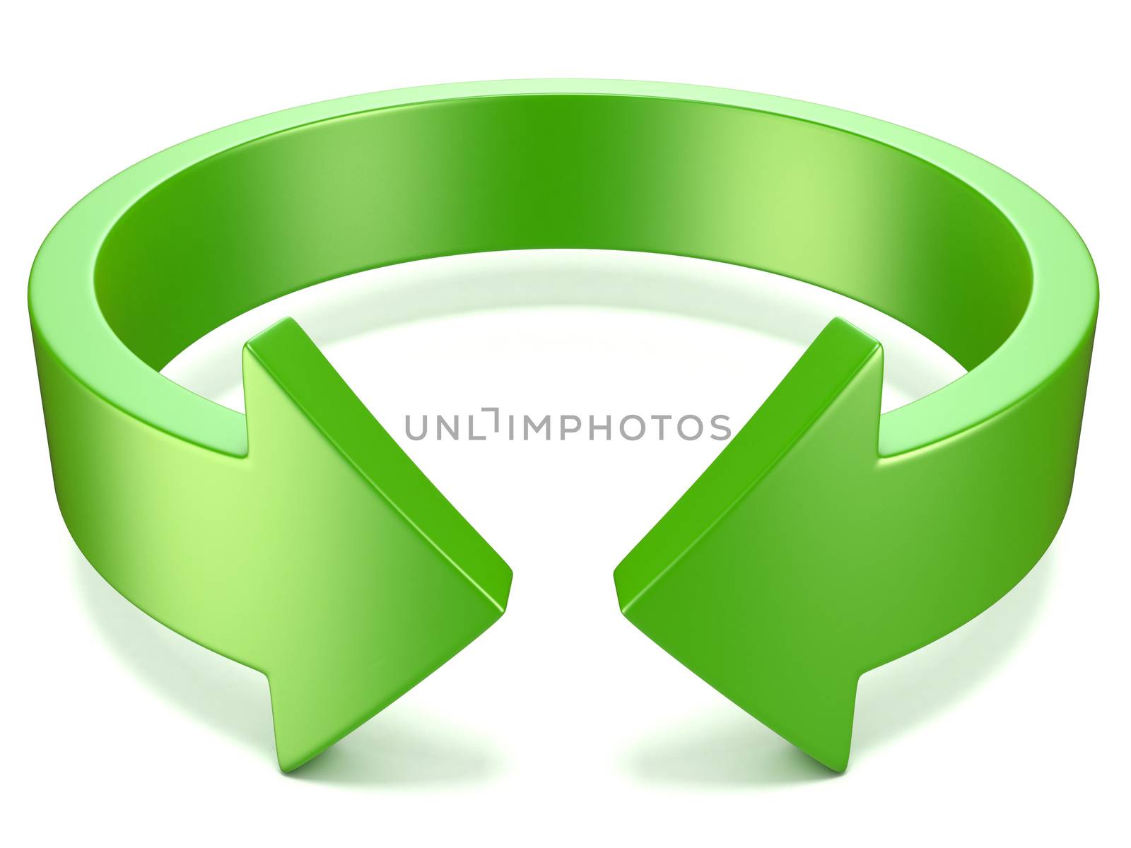 Green, horizontal rotation, arrow sign. 3D illustration isolated on white background