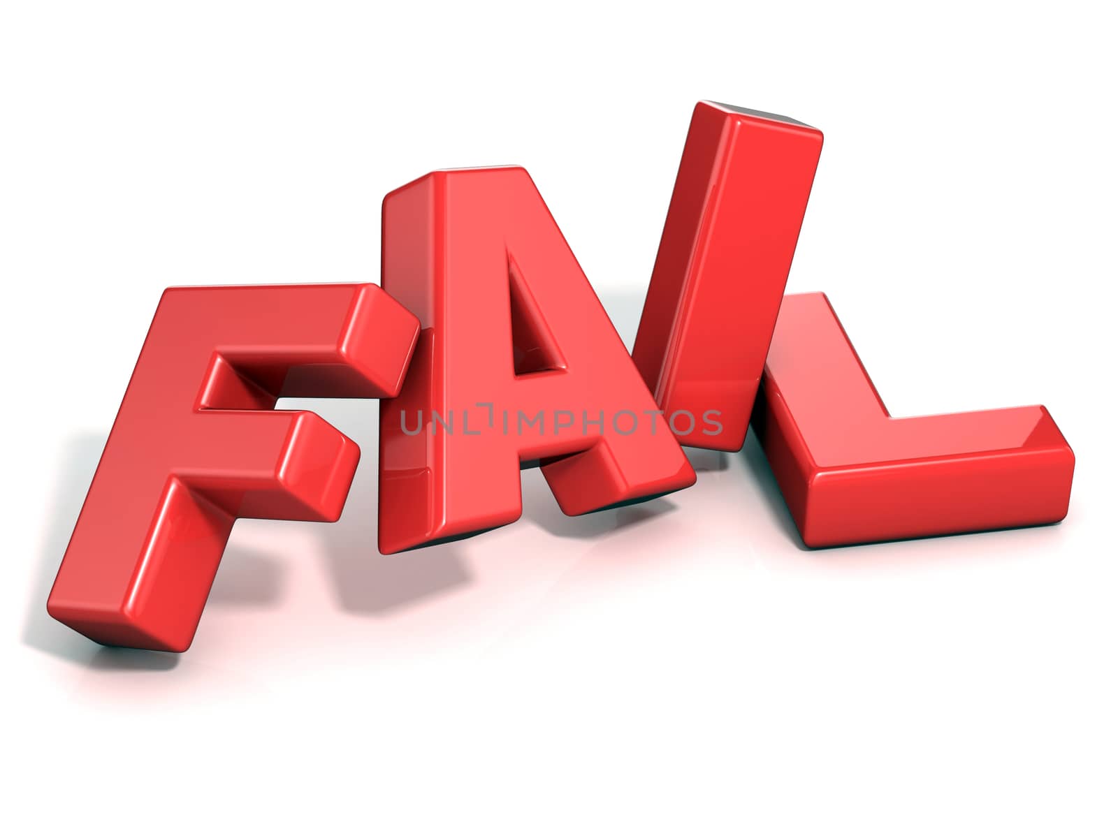 Fail concept. Red letters isolated over white background. 3D by djmilic