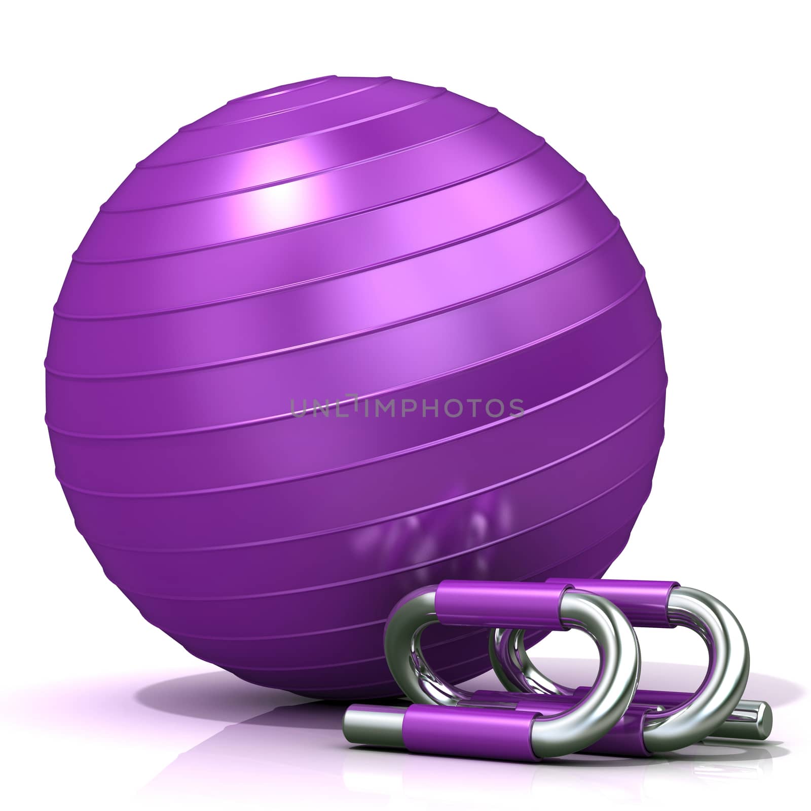 Violet fitness ball and push-up bars by djmilic