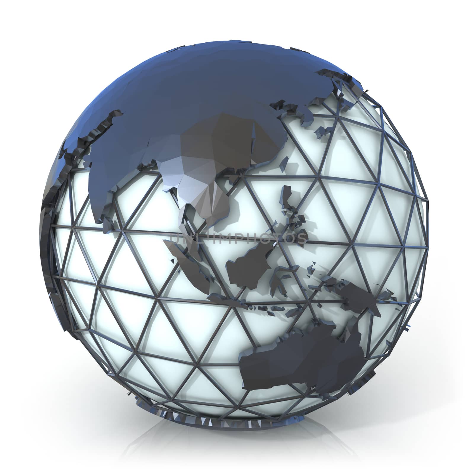 Polygonal style illustration of earth globe, Asia and Oceania view