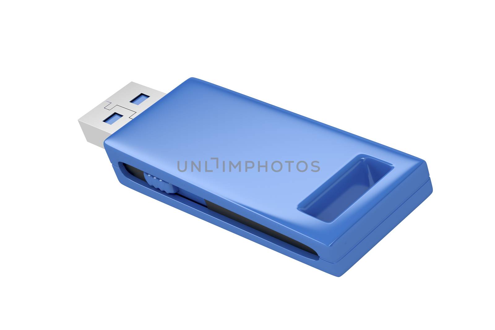 Slide usb flash stick isolated on white background