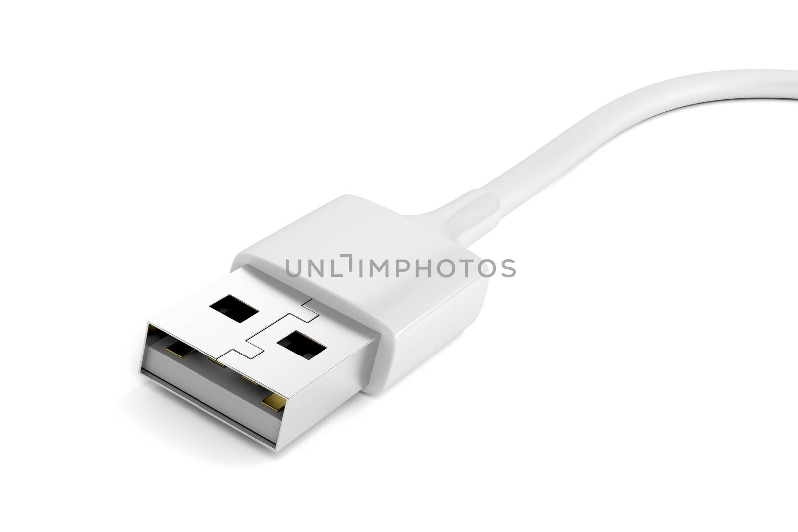 Close up of white usb cable 