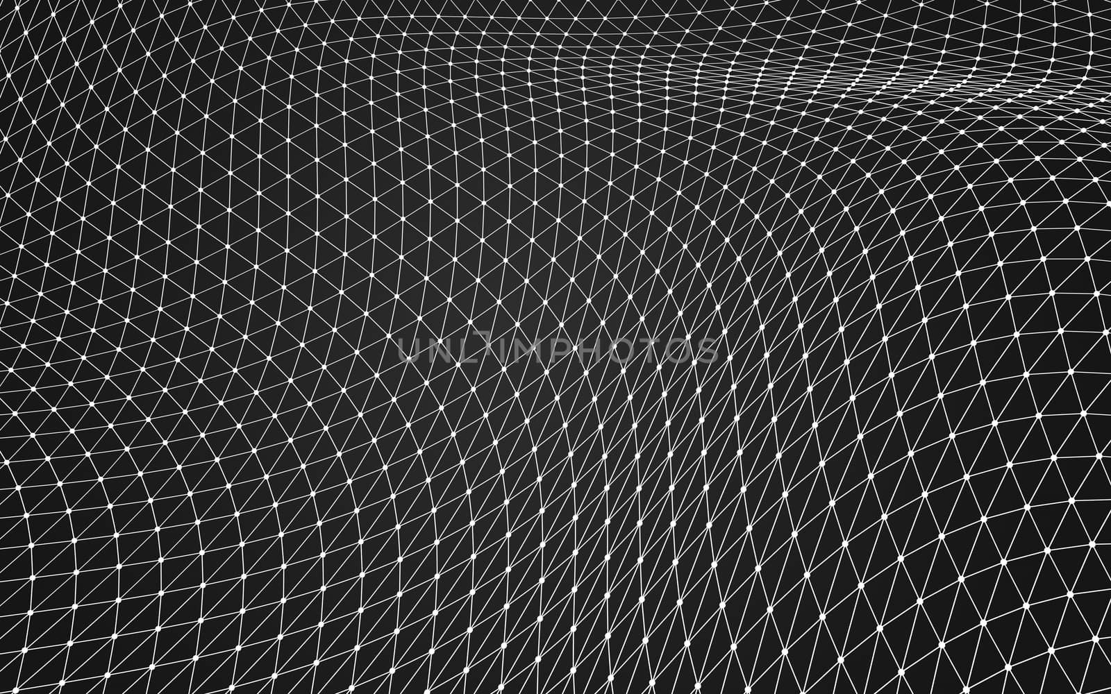 Abstract polygonal space low poly dark background with connecting dots and lines. Connection structure. 3d rendering