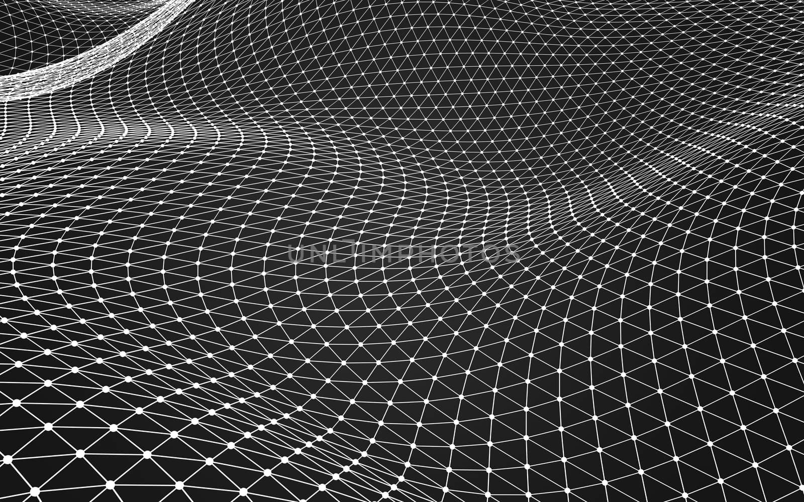 Abstract polygonal space low poly dark background with connecting dots and lines. Connection structure. 3d rendering