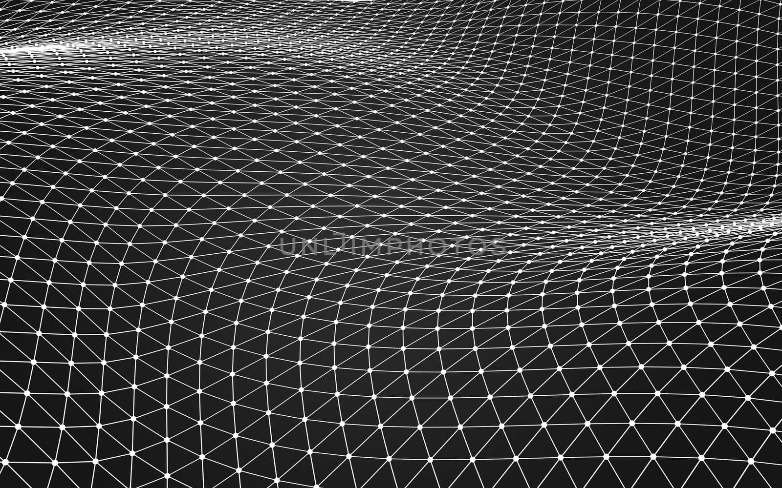 Abstract polygonal space low poly dark background with connecting dots and lines. Connection structure. 3d rendering