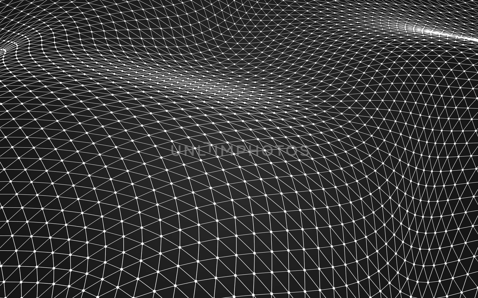 Abstract polygonal space low poly dark background with connecting dots and lines. Connection structure. 3d rendering