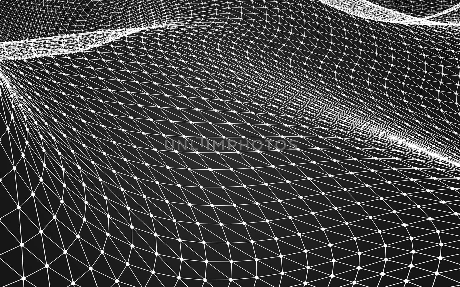 Abstract polygonal space low poly dark background with connecting dots and lines. Connection structure. 3d rendering