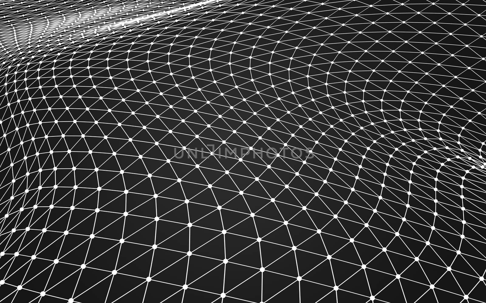 Abstract polygonal space low poly dark background with connecting dots and lines. Connection structure. 3d rendering