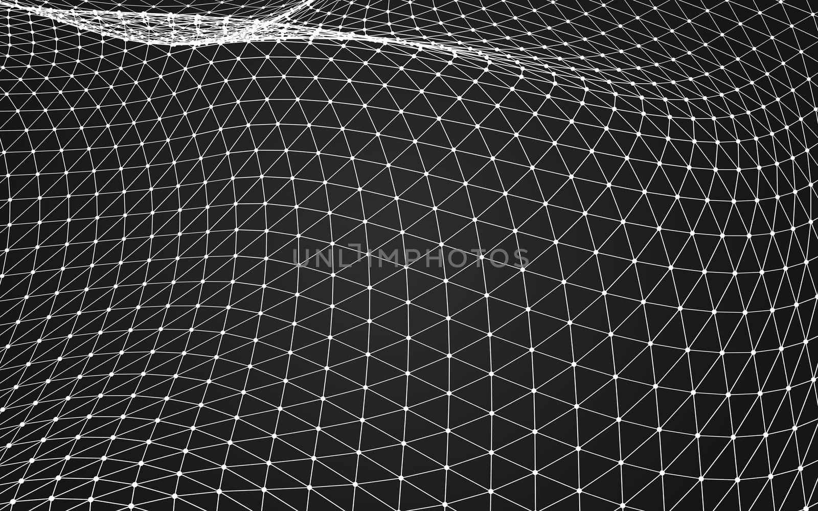 Abstract polygonal space low poly dark background with connecting dots and lines. Connection structure. 3d rendering