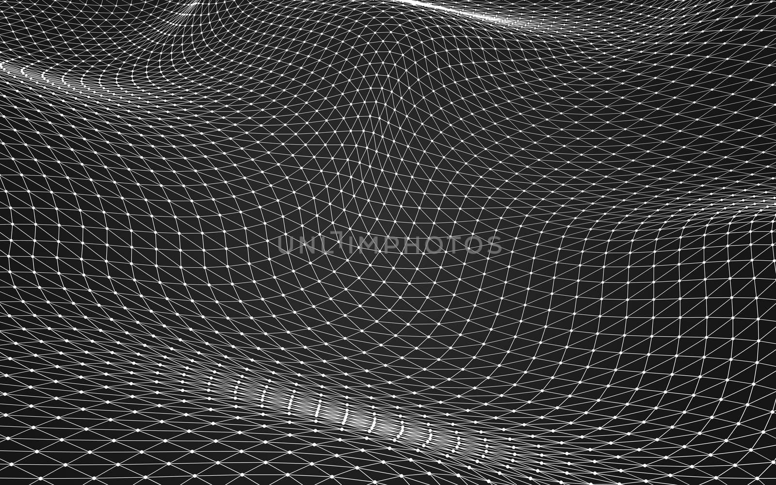 Abstract polygonal space low poly dark background with connecting dots and lines. Connection structure. 3d rendering