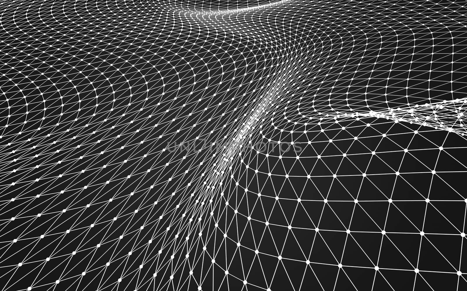 Abstract polygonal space low poly dark background with connecting dots and lines. Connection structure. 3d rendering