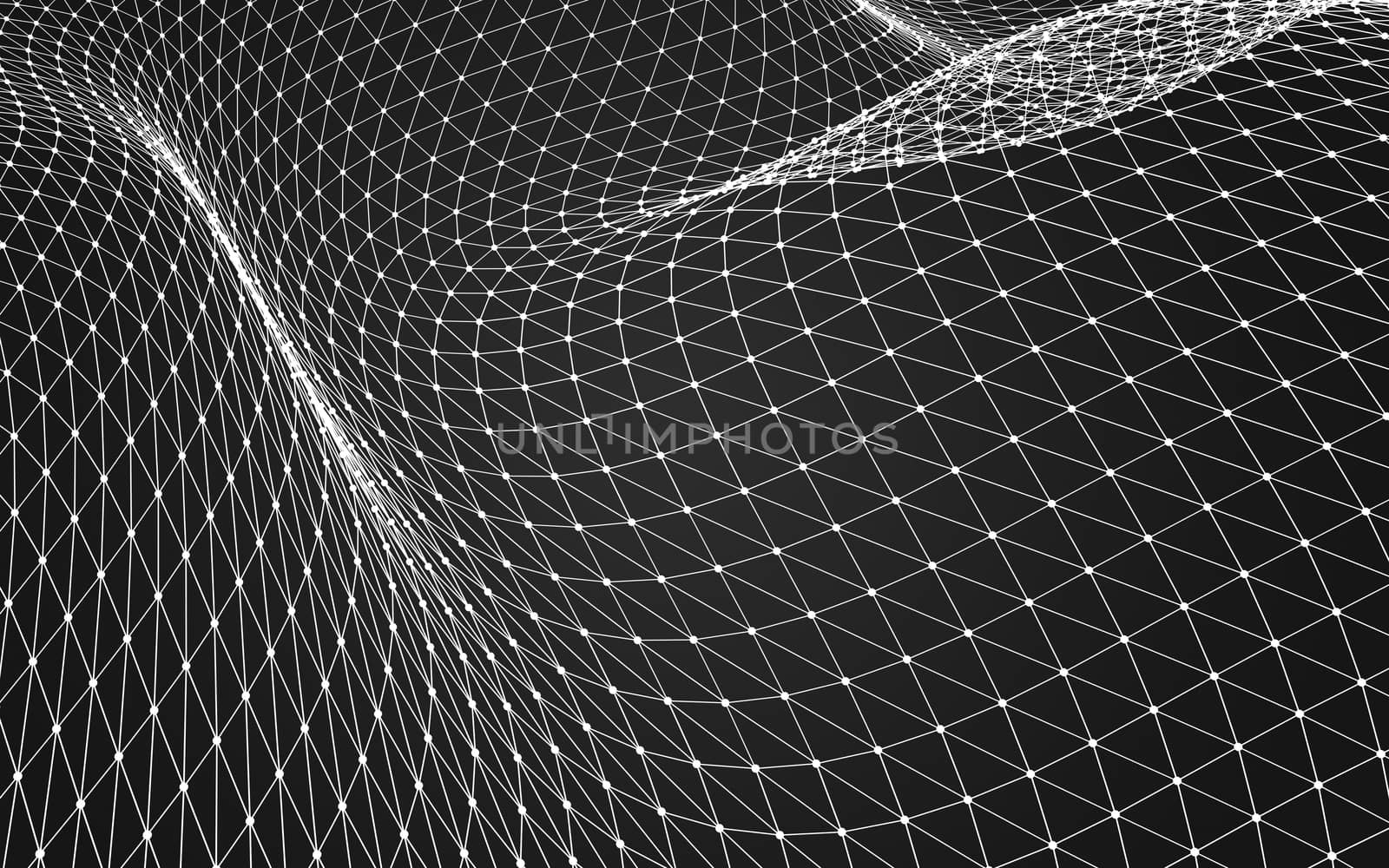 Abstract polygonal space low poly dark background with connecting dots and lines. Connection structure. 3d rendering