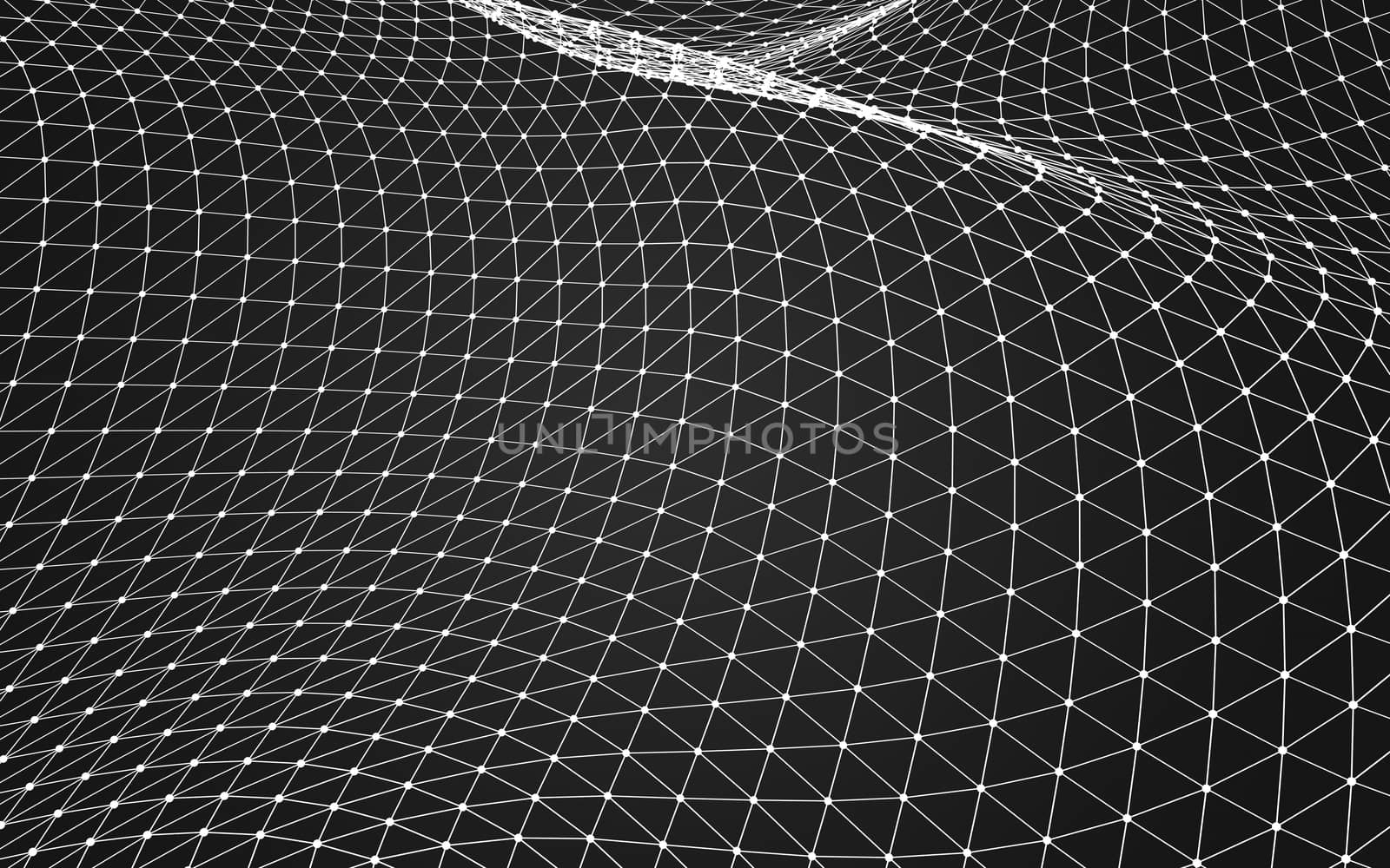 Abstract polygonal space low poly dark background with connecting dots and lines. Connection structure. 3d rendering