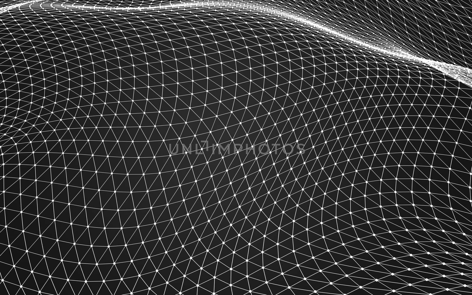 Abstract polygonal space low poly dark background with connecting dots and lines. Connection structure. 3d rendering