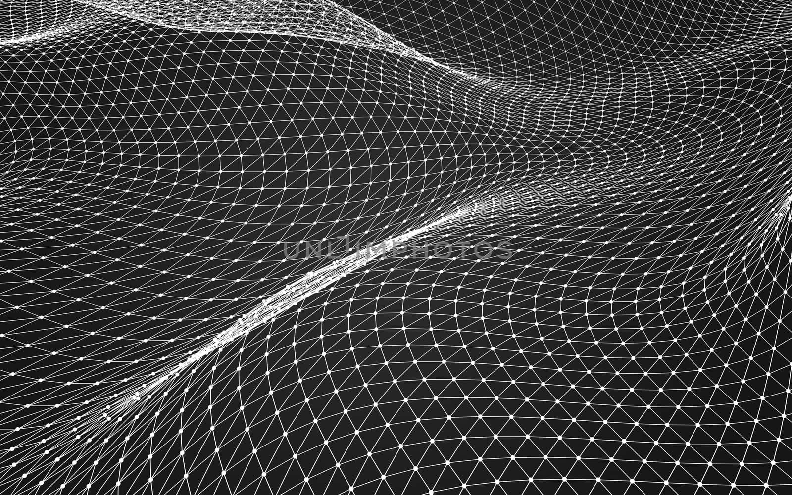 Abstract polygonal space low poly dark background with connecting dots and lines. Connection structure. 3d rendering