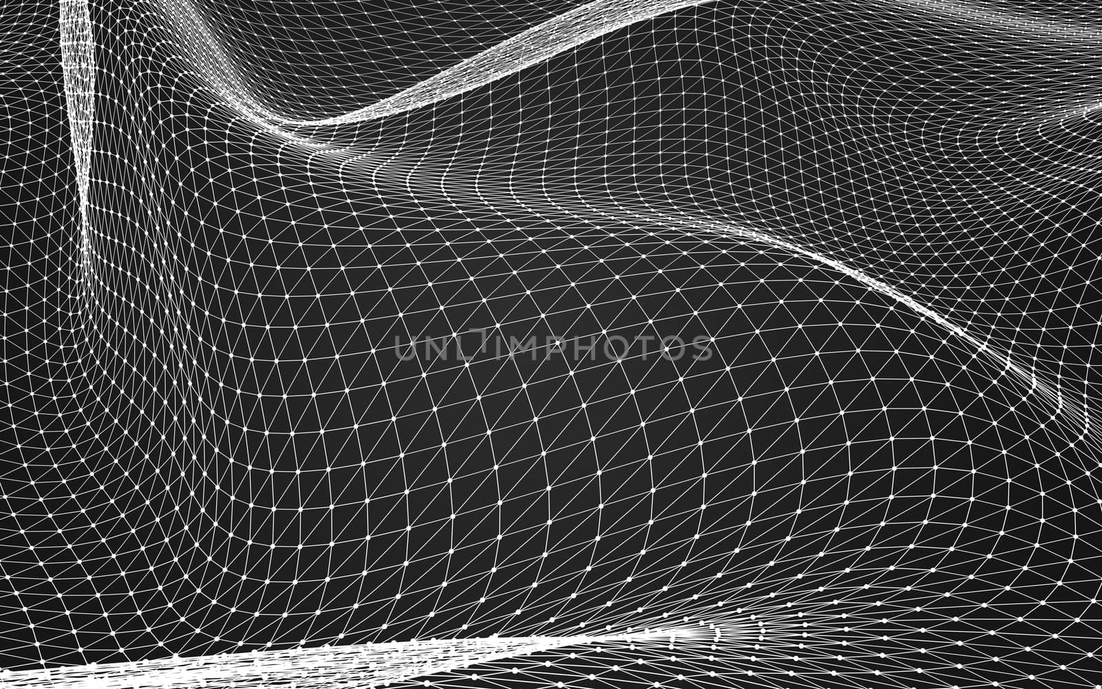 Abstract polygonal space low poly dark background with connecting dots and lines. Connection structure. 3d rendering