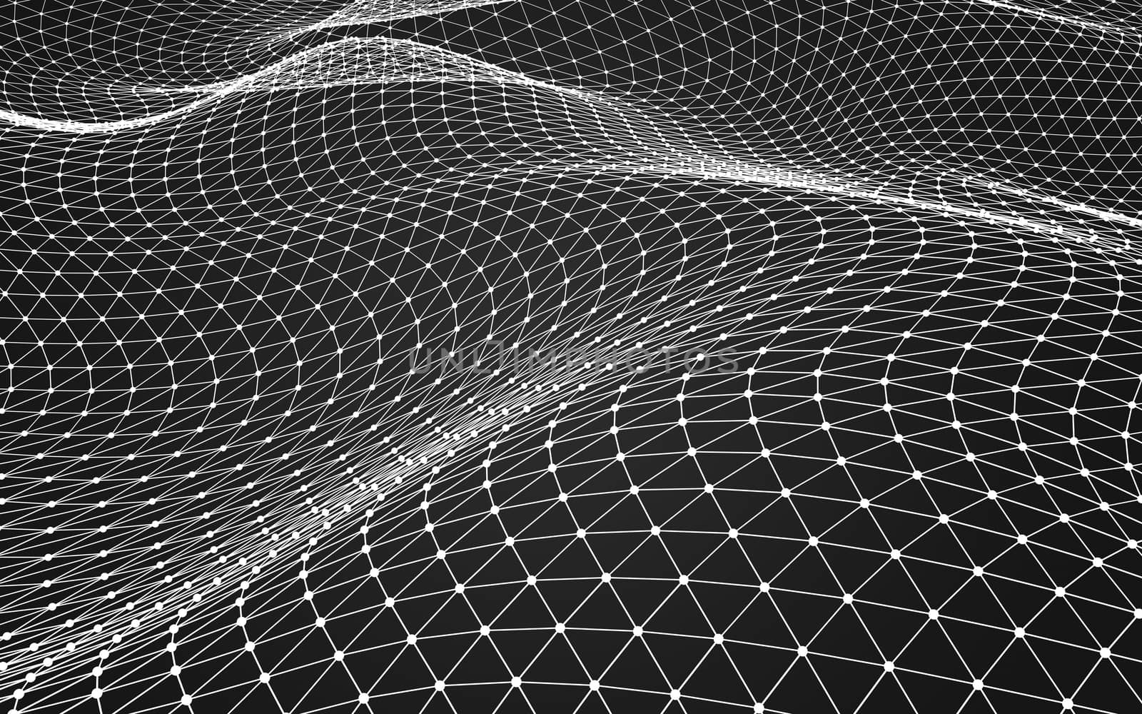 Abstract polygonal space low poly dark background with connecting dots and lines. Connection structure. 3d rendering