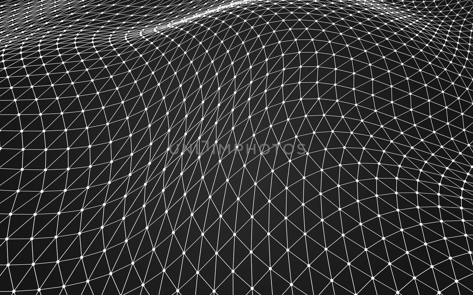 Abstract polygonal space low poly dark background with connecting dots and lines. Connection structure. 3d rendering