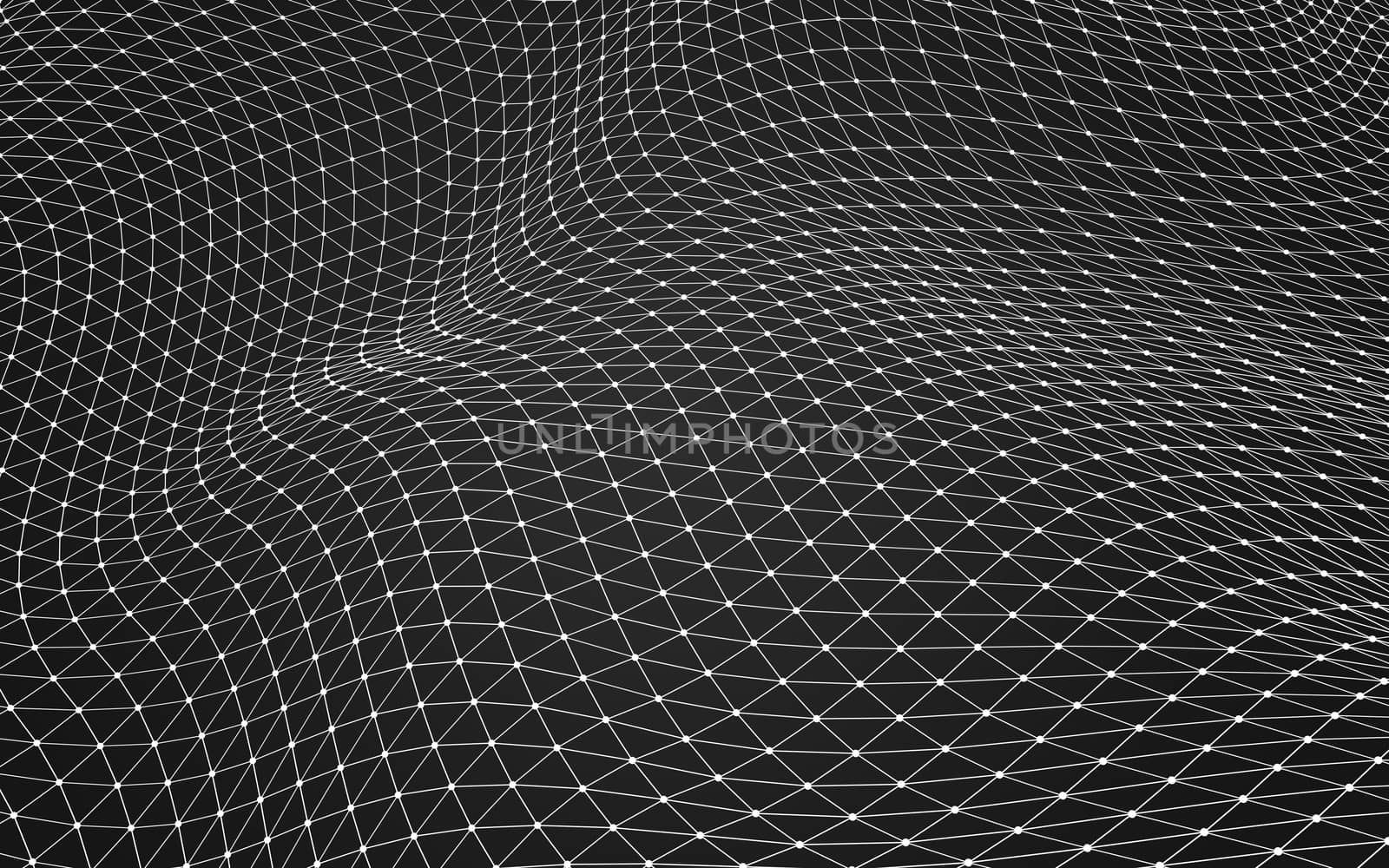 Abstract polygonal space low poly dark background with connecting dots and lines. Connection structure. 3d rendering