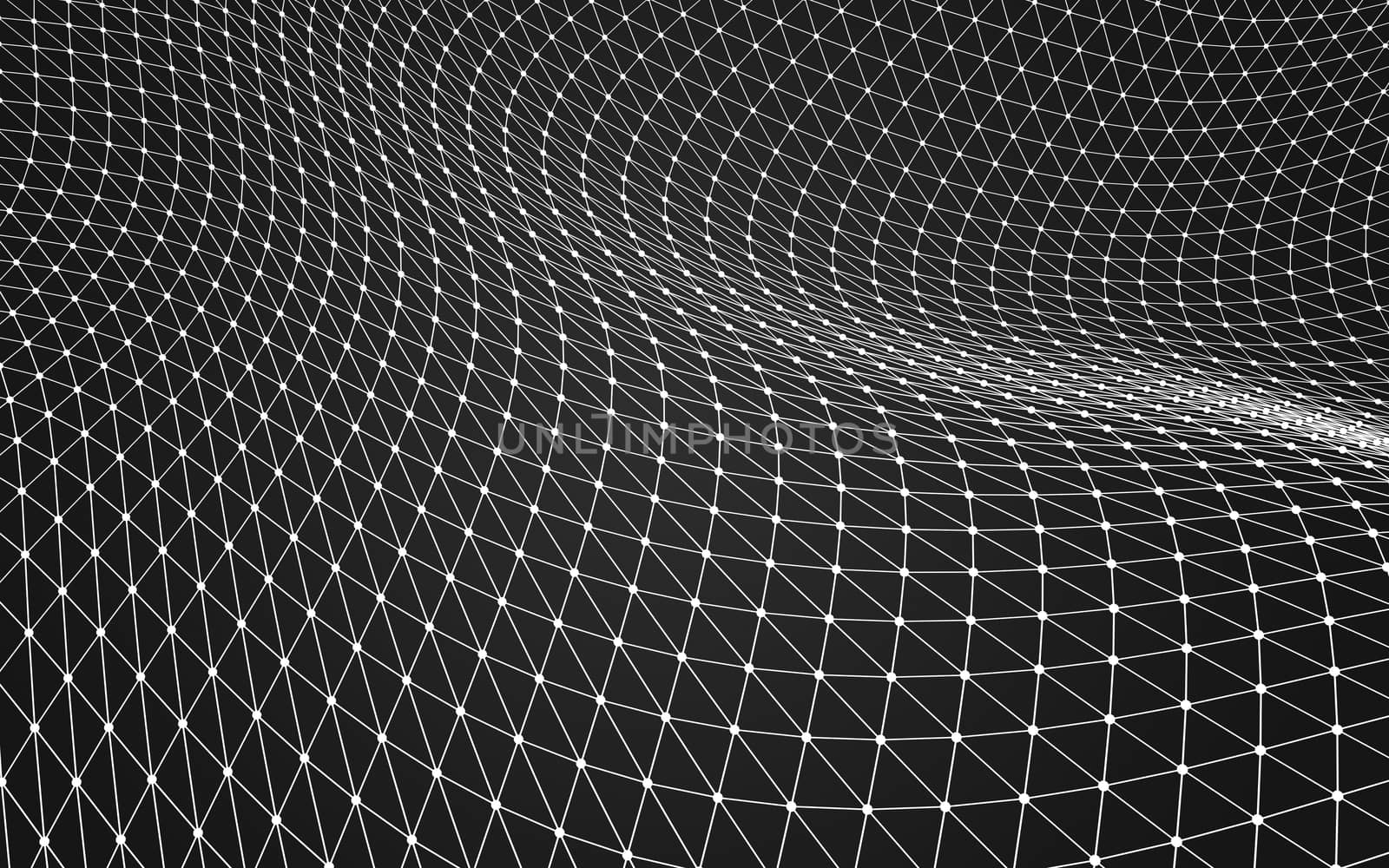 Abstract polygonal space low poly dark background with connecting dots and lines. Connection structure. 3d rendering