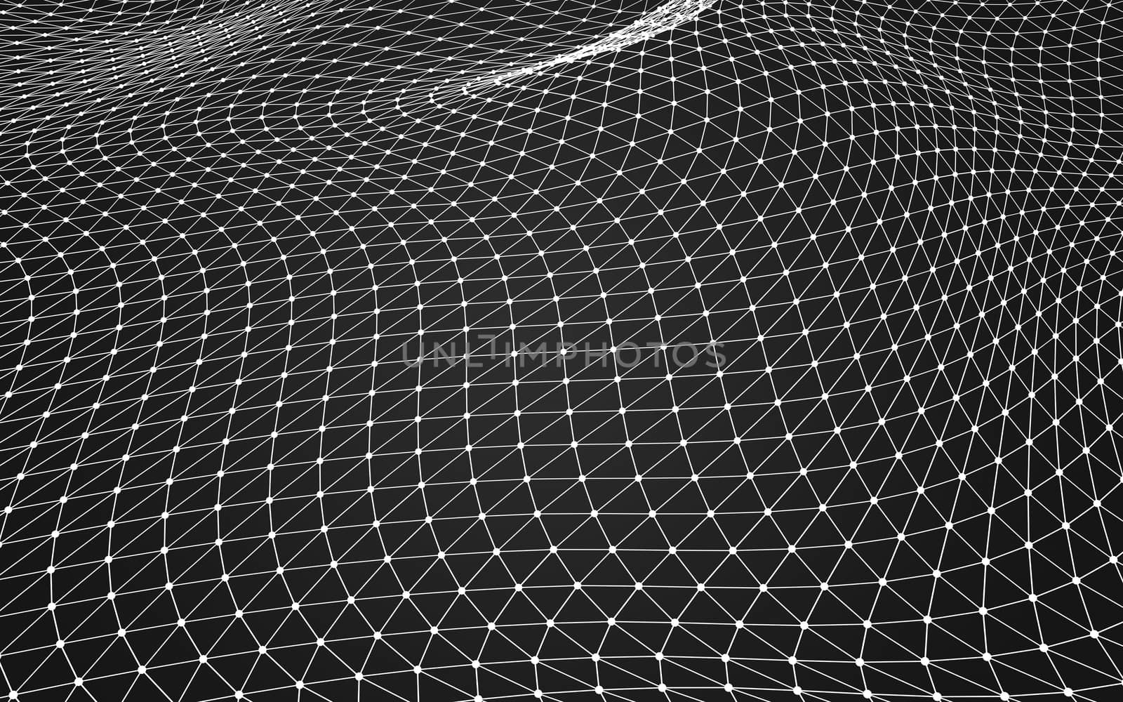 Abstract polygonal space low poly dark background with connecting dots and lines. Connection structure. 3d rendering