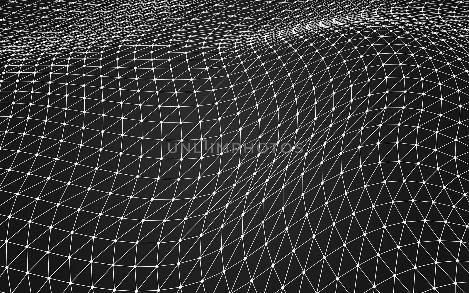 Abstract polygonal space low poly dark background with connecting dots and lines. Connection structure. 3d rendering