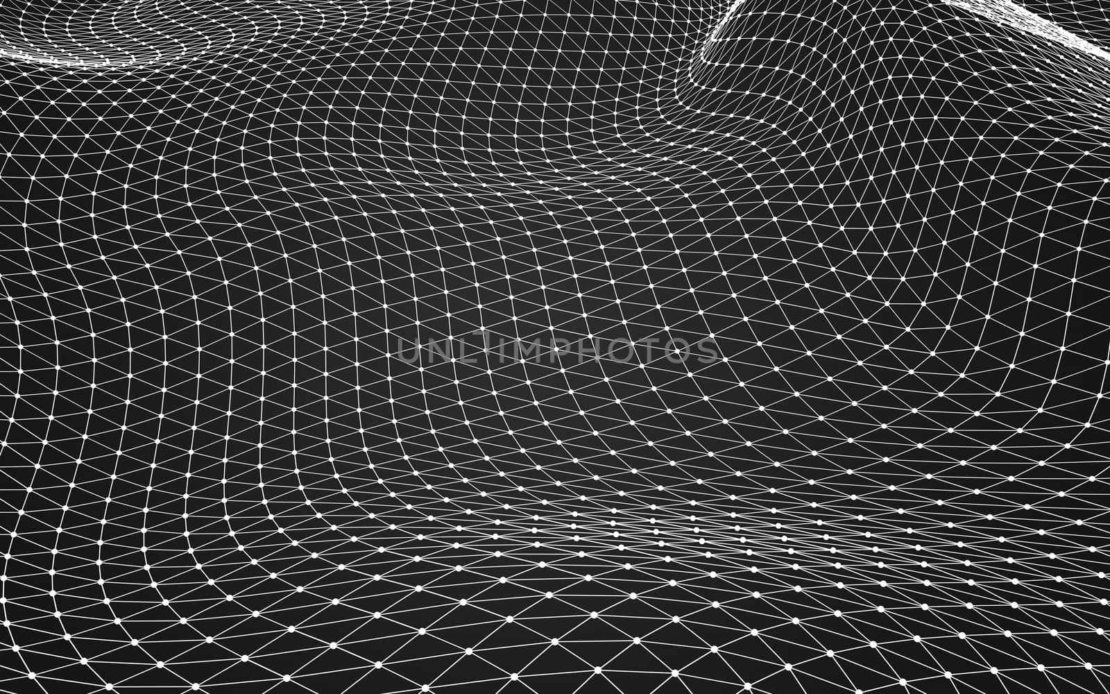 Abstract polygonal space low poly dark background with connecting dots and lines. Connection structure. 3d rendering