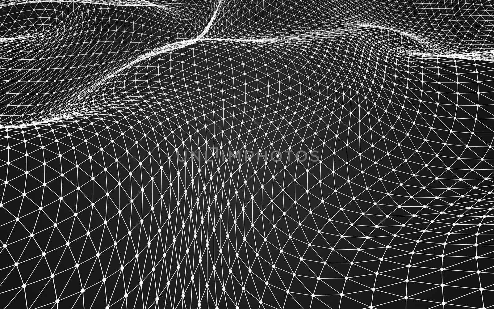 Abstract polygonal space low poly dark background with connecting dots and lines. Connection structure. 3d rendering