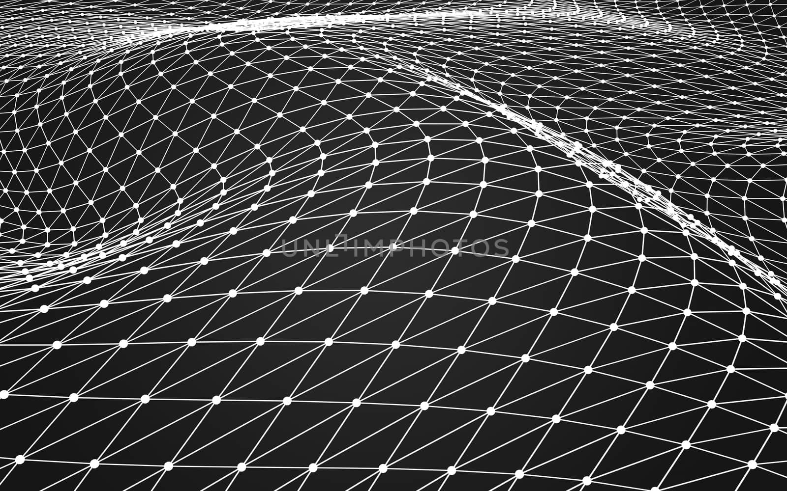 Abstract polygonal space low poly dark background with connecting dots and lines. Connection structure. 3d rendering