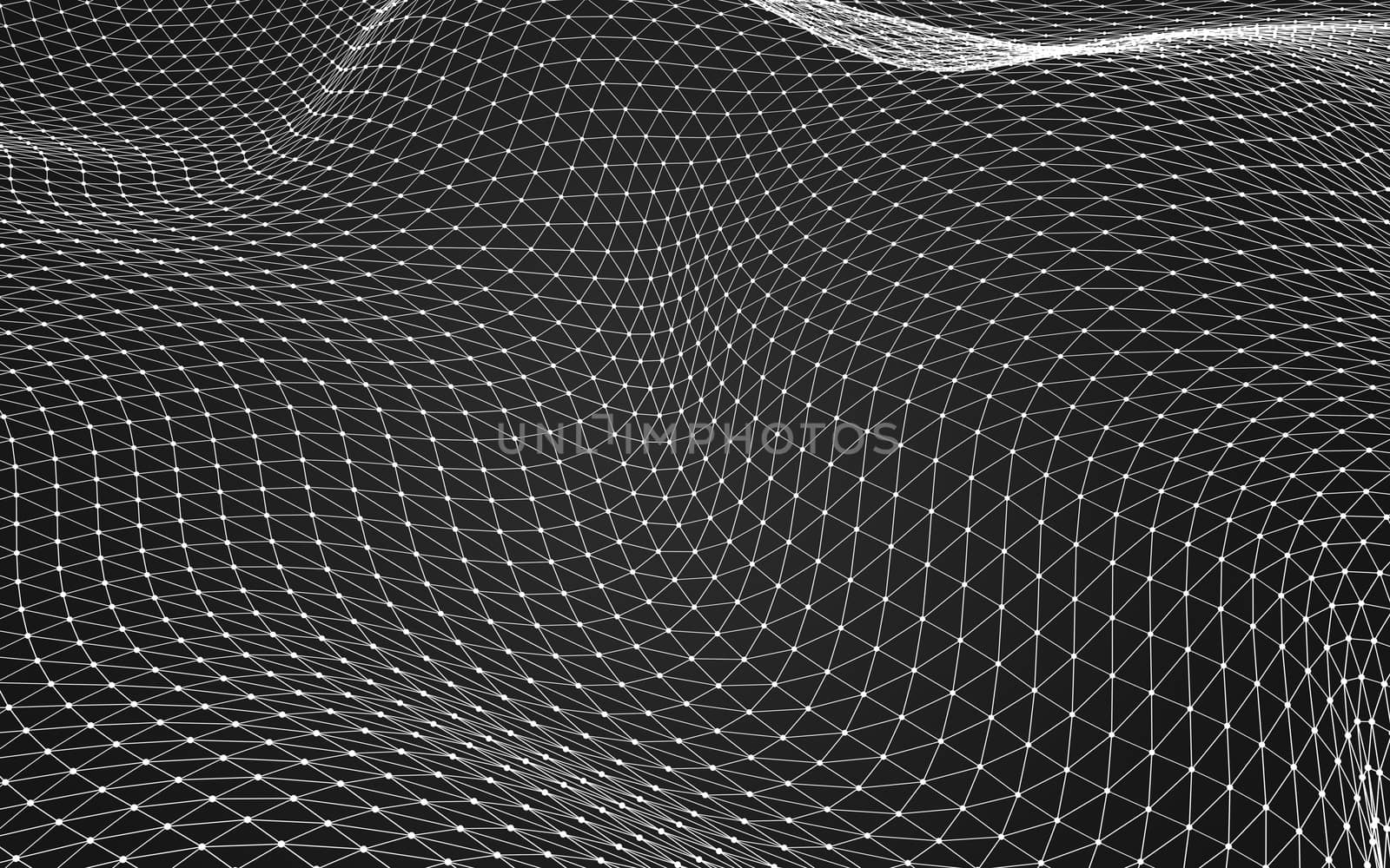 Abstract polygonal space low poly dark background with connecting dots and lines. Connection structure. 3d rendering