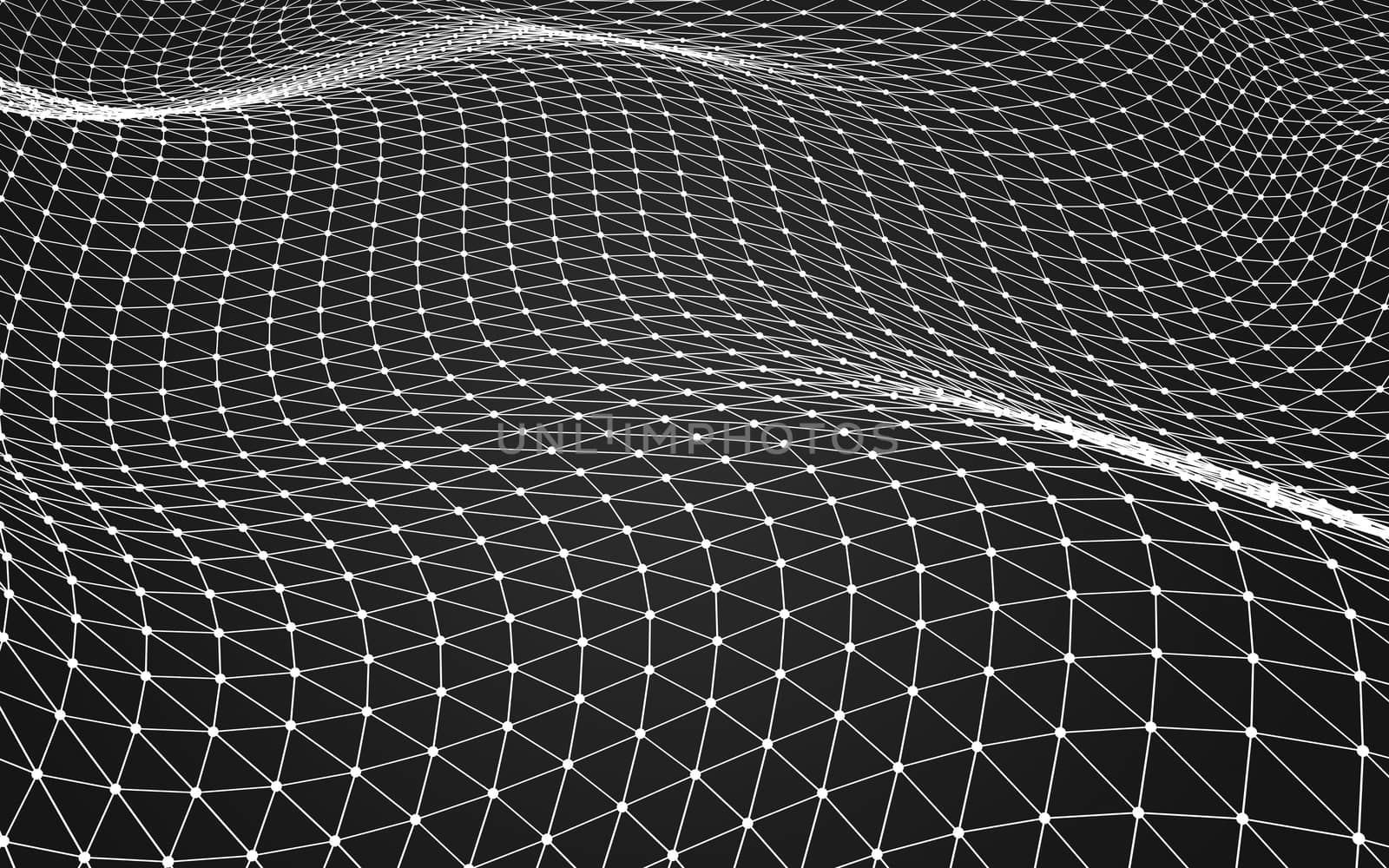 Abstract polygonal space low poly dark background with connecting dots and lines. Connection structure. 3d rendering