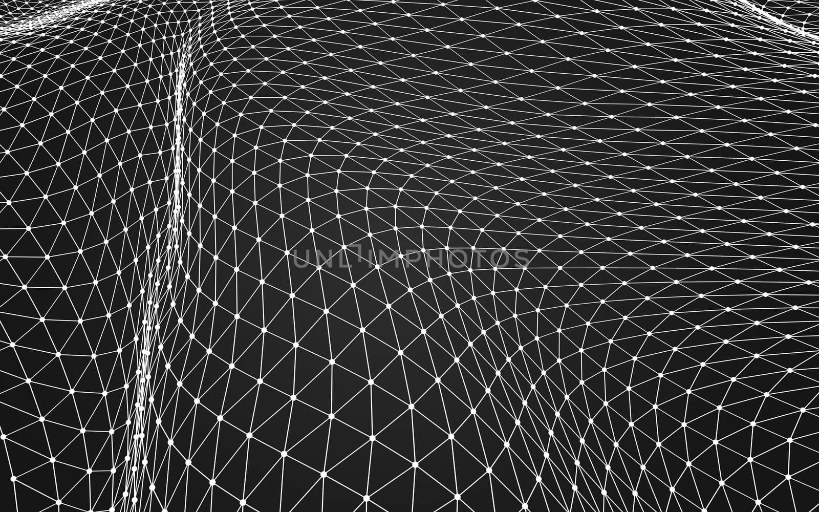 Abstract polygonal space low poly dark background with connecting dots and lines. Connection structure. 3d rendering