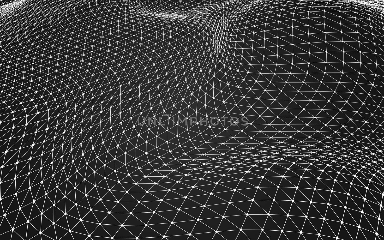 Abstract polygonal space low poly dark background with connecting dots and lines. Connection structure. 3d rendering