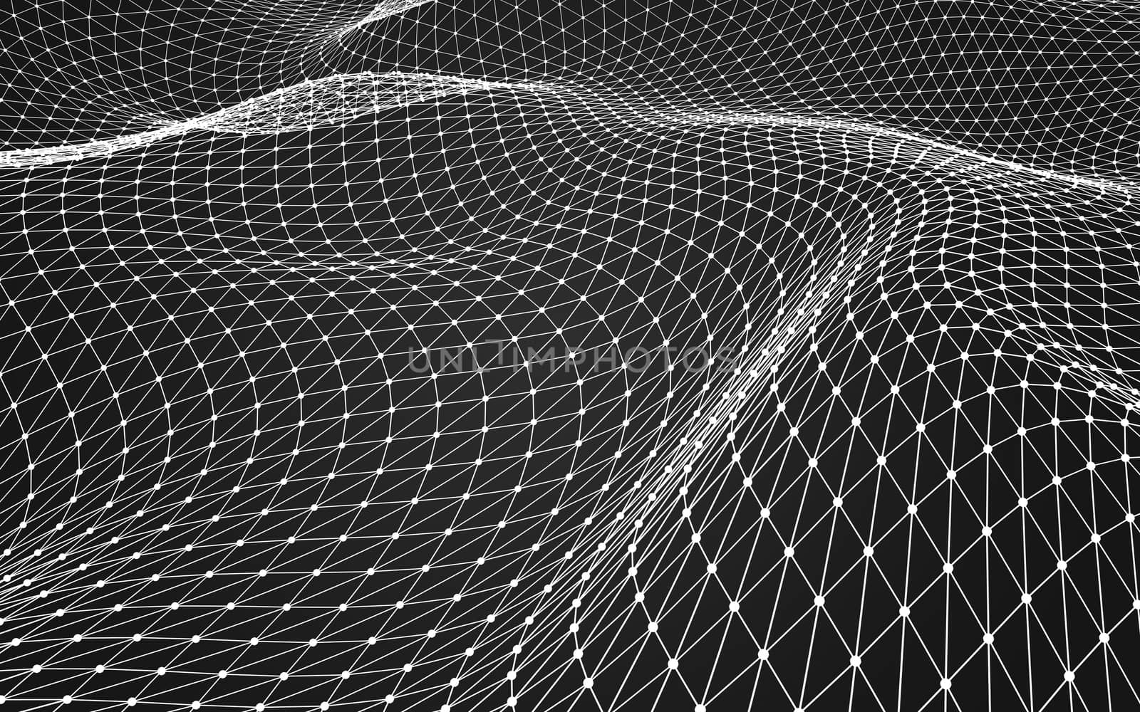 Abstract polygonal space low poly dark background with connecting dots and lines. Connection structure. 3d rendering