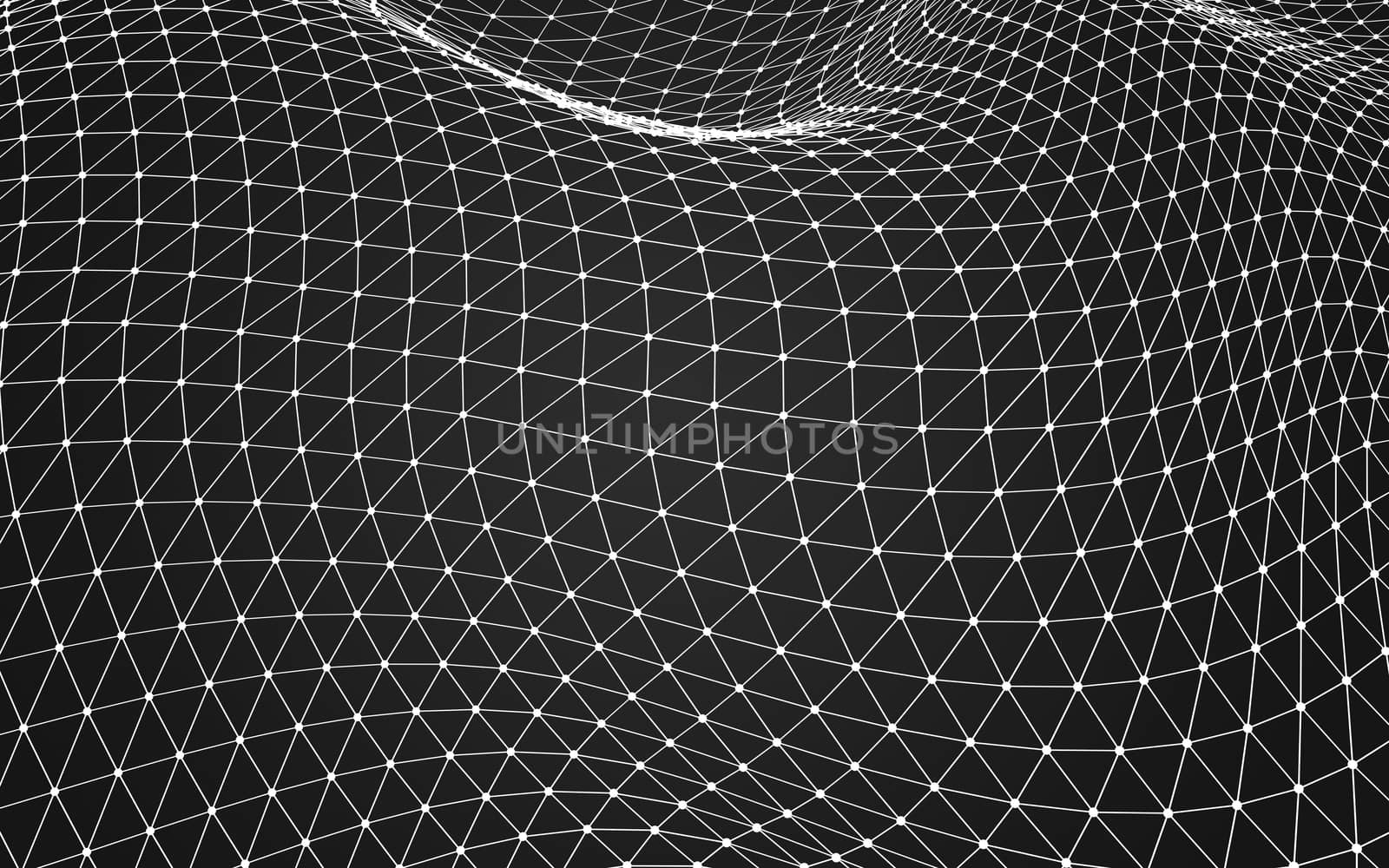 Abstract polygonal space low poly dark background with connecting dots and lines. Connection structure. 3d rendering