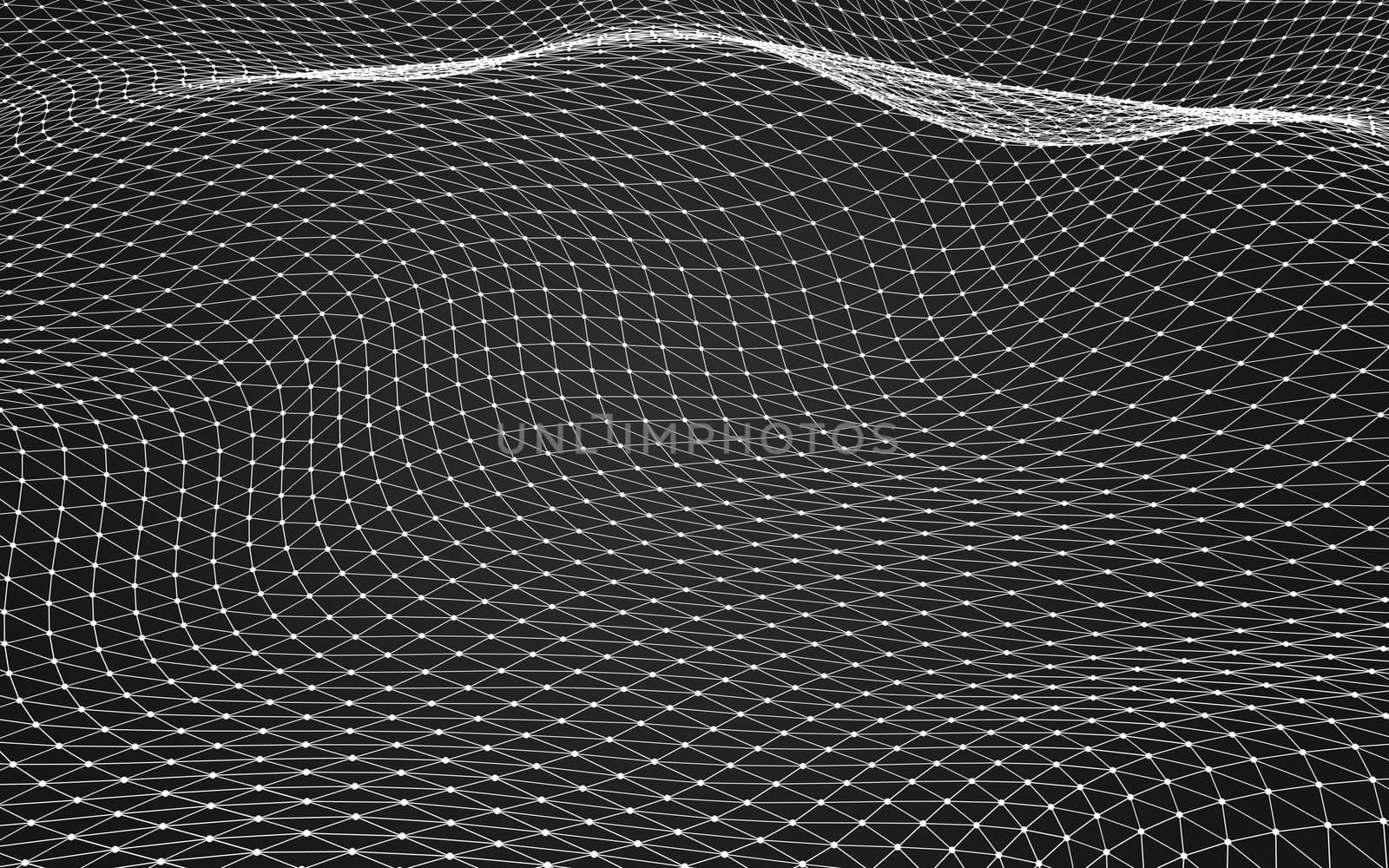 Abstract polygonal space low poly dark background with connecting dots and lines. Connection structure. 3d rendering