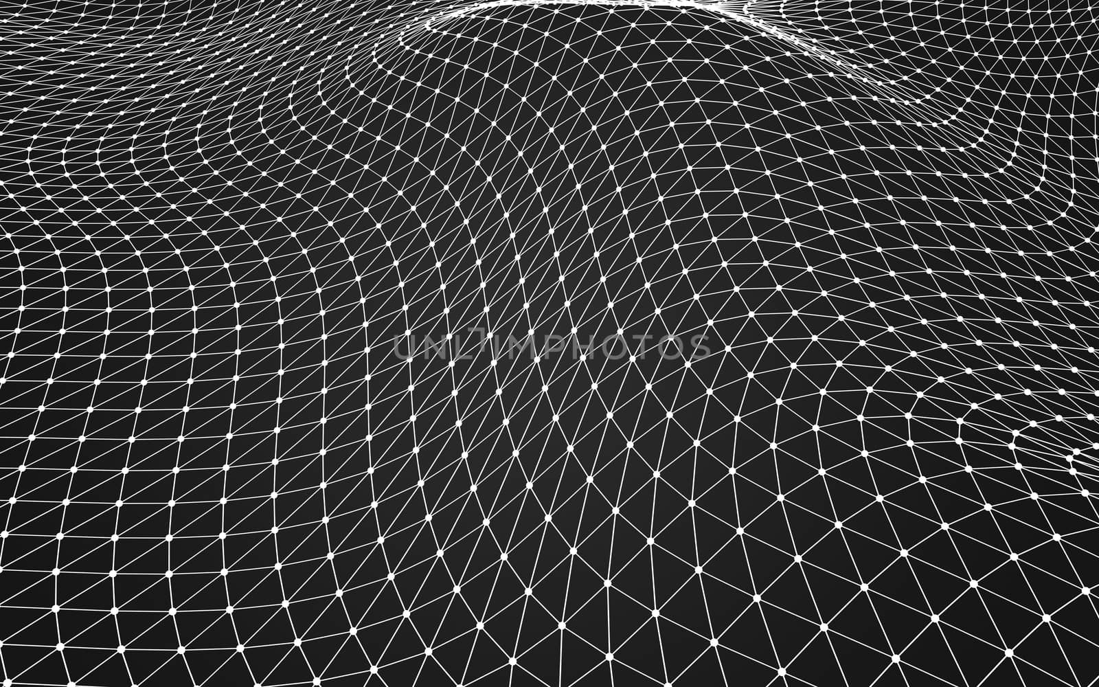 Abstract polygonal space low poly dark background with connecting dots and lines. Connection structure. 3d rendering