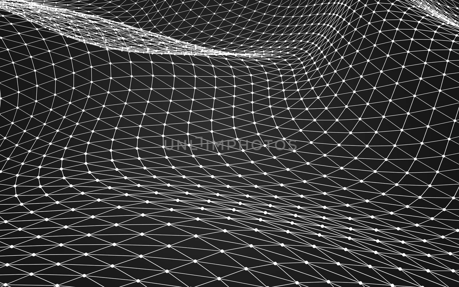 Abstract polygonal space low poly dark background with connecting dots and lines. Connection structure. 3d rendering