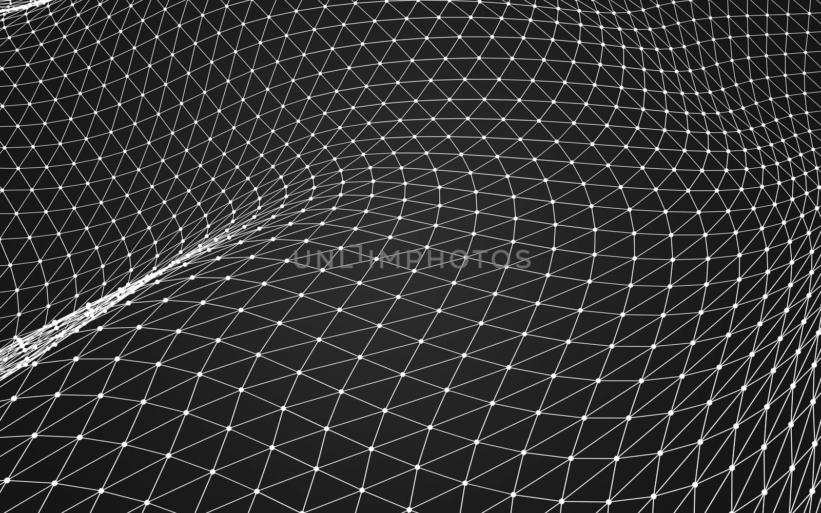 Abstract polygonal space low poly dark background with connecting dots and lines. Connection structure. 3d rendering