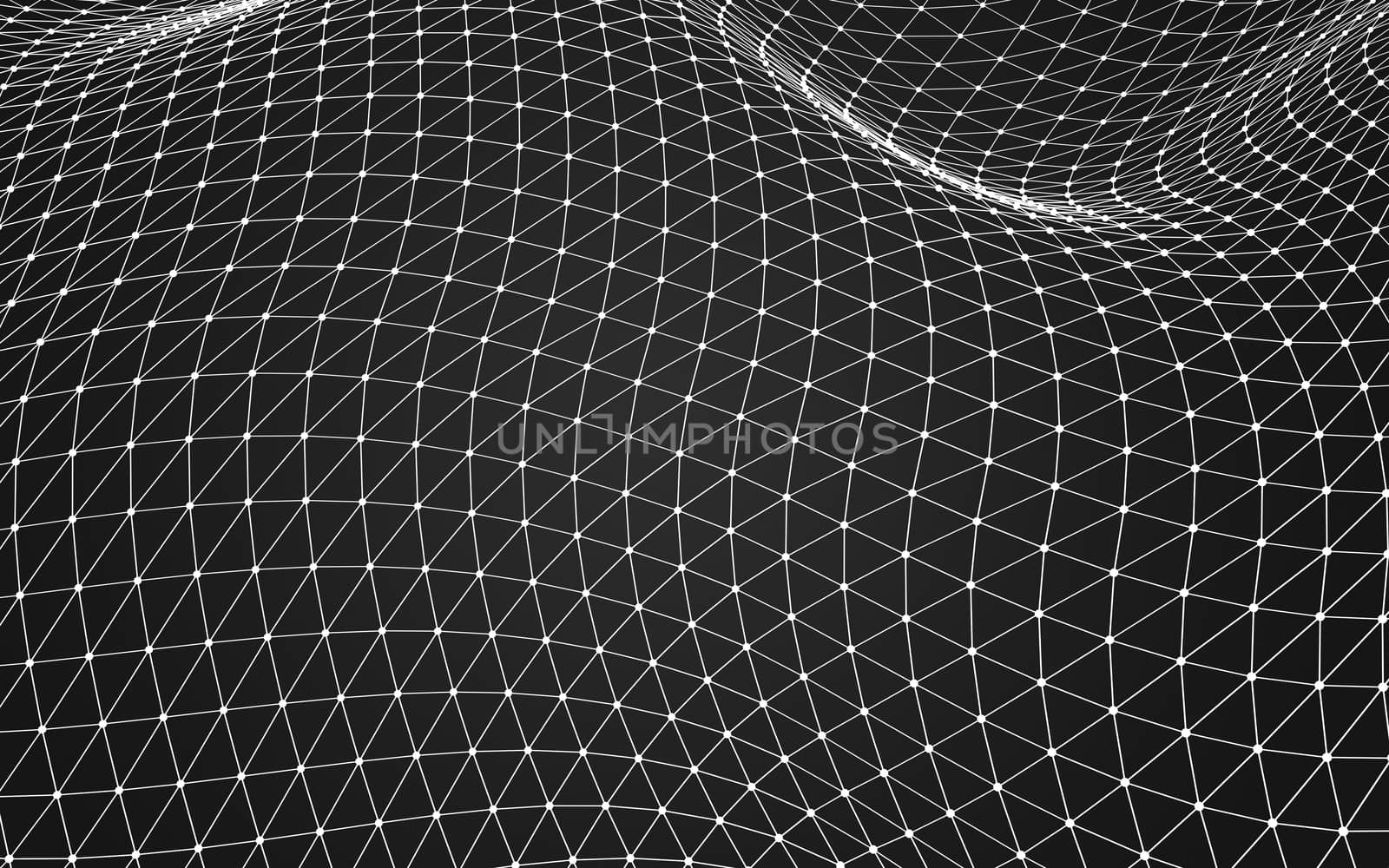 Abstract polygonal space low poly dark background with connecting dots and lines. Connection structure. 3d rendering