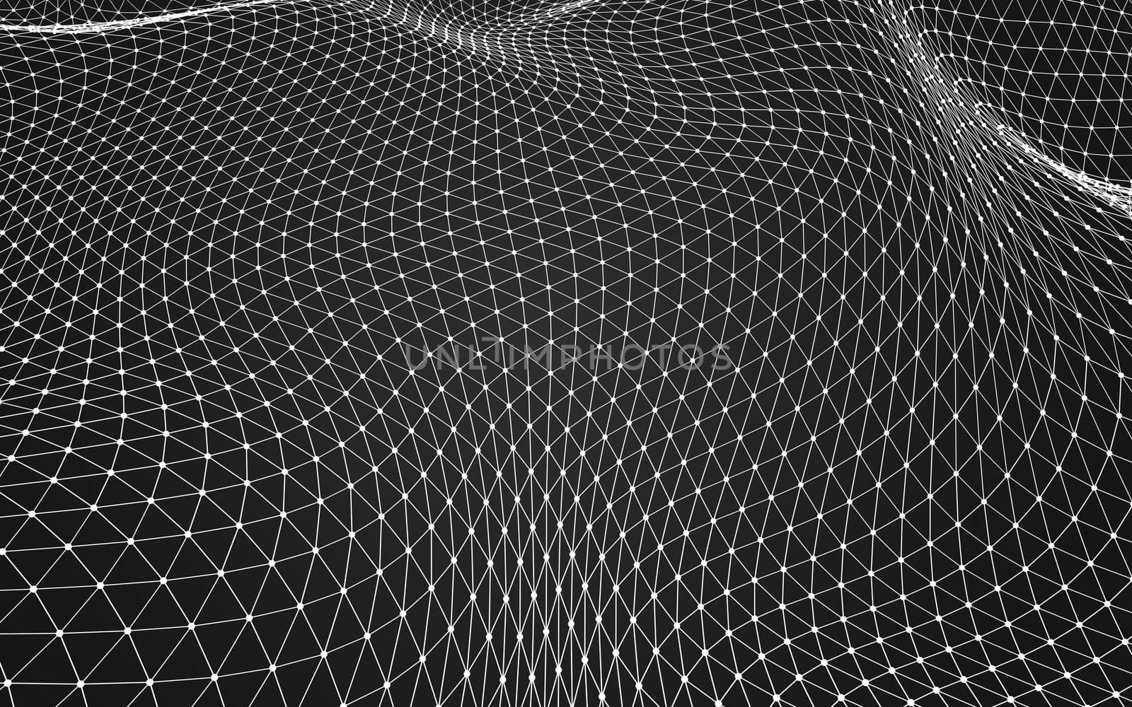 Abstract polygonal space low poly dark background with connecting dots and lines. Connection structure. 3d rendering