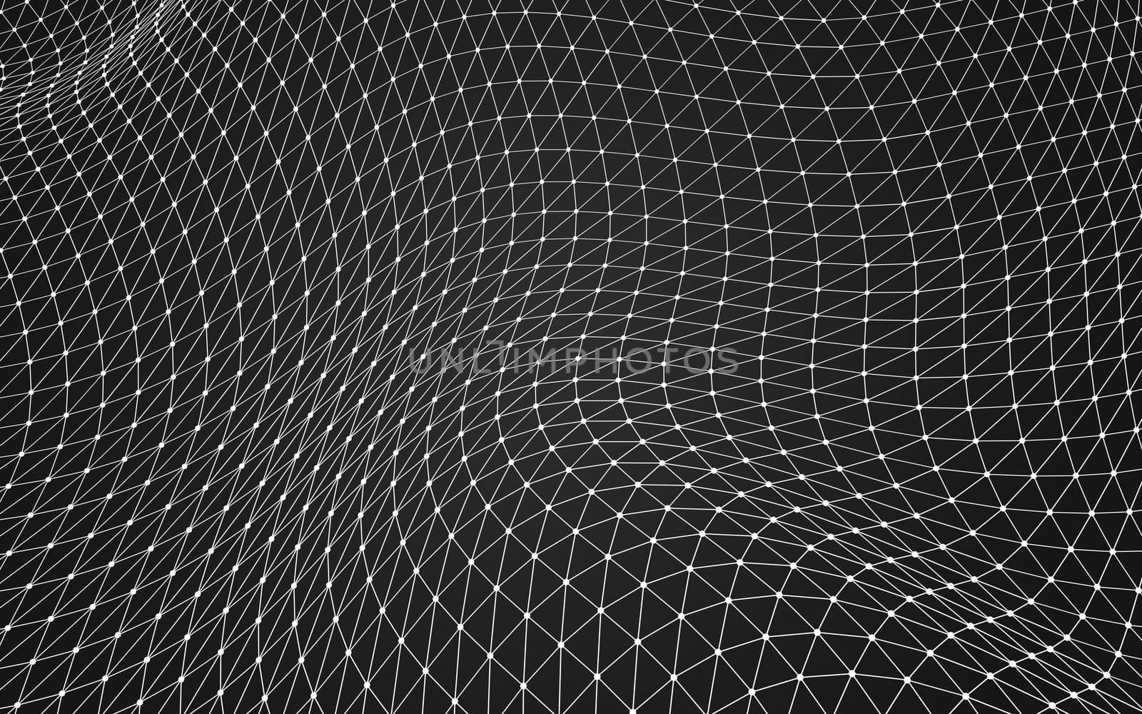 Abstract polygonal space low poly dark background with connecting dots and lines. Connection structure. 3d rendering